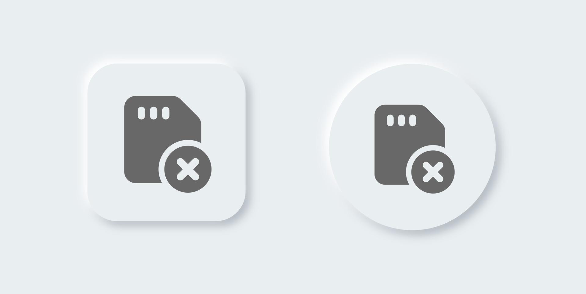 Delete solid icon in neomorphic designs style. Remove signs vector illustration.