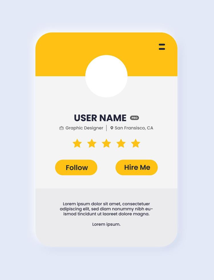 Freelance user profile illustration in neomorphic design style. User interface element. vector