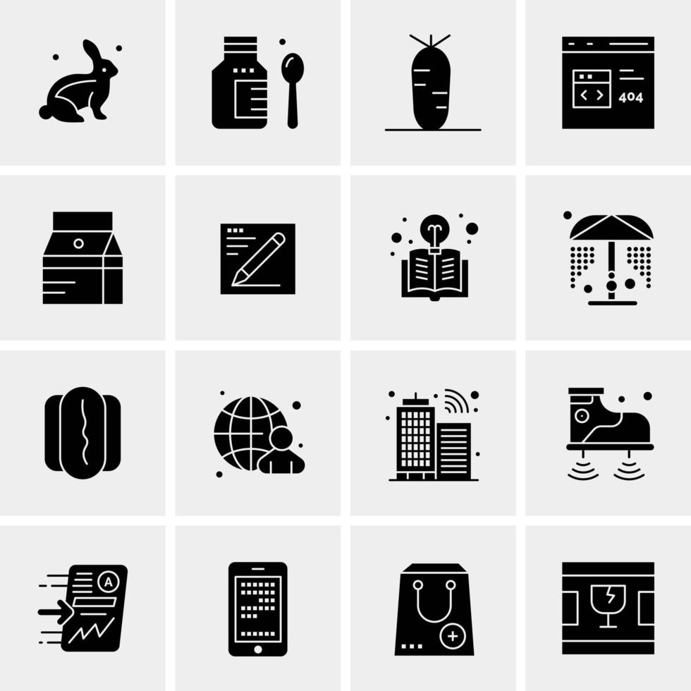 16 iconos de negocios universales vector ilustración de icono creativo para usar en proyectos relacionados con la web y dispositivos móviles