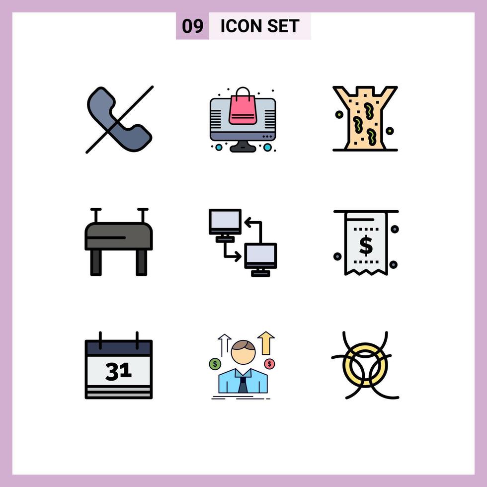 Modern Set of 9 Filledline Flat Colors and symbols such as sharing file entomology computer gymnastics Editable Vector Design Elements