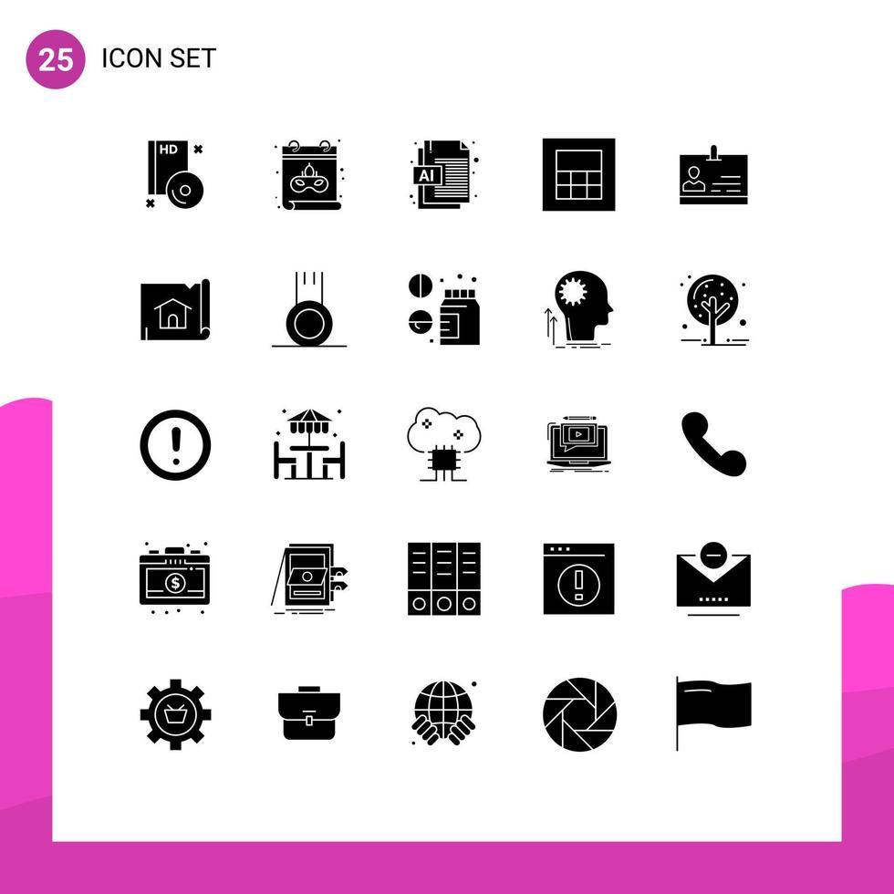 25 Creative Icons Modern Signs and Symbols of building identity ai card wireframe Editable Vector Design Elements