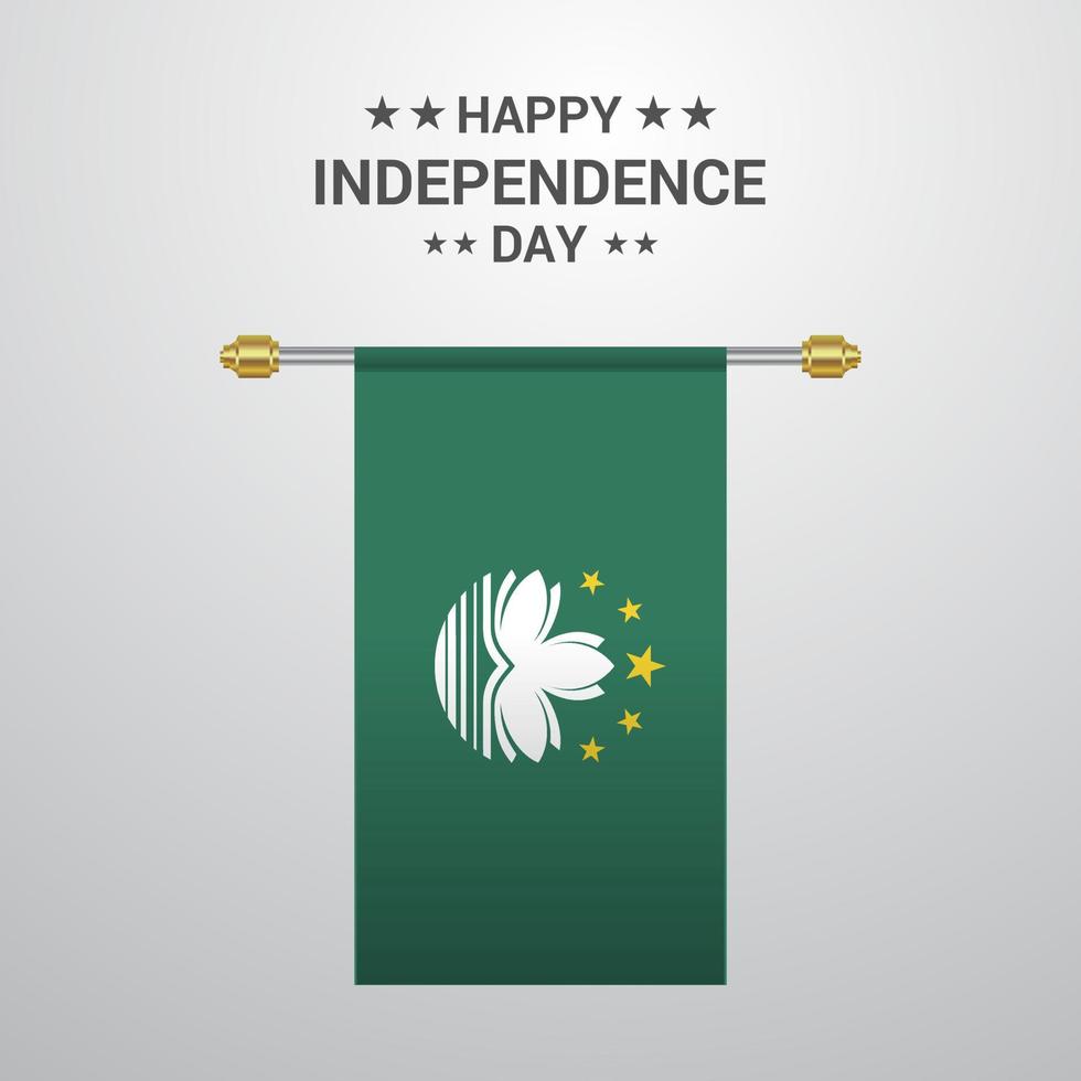 Macau Independence day hanging flag background vector