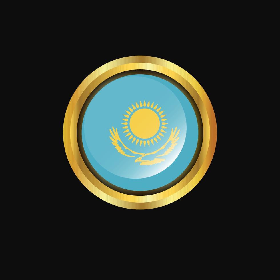 Kazakhstan flag Golden button vector