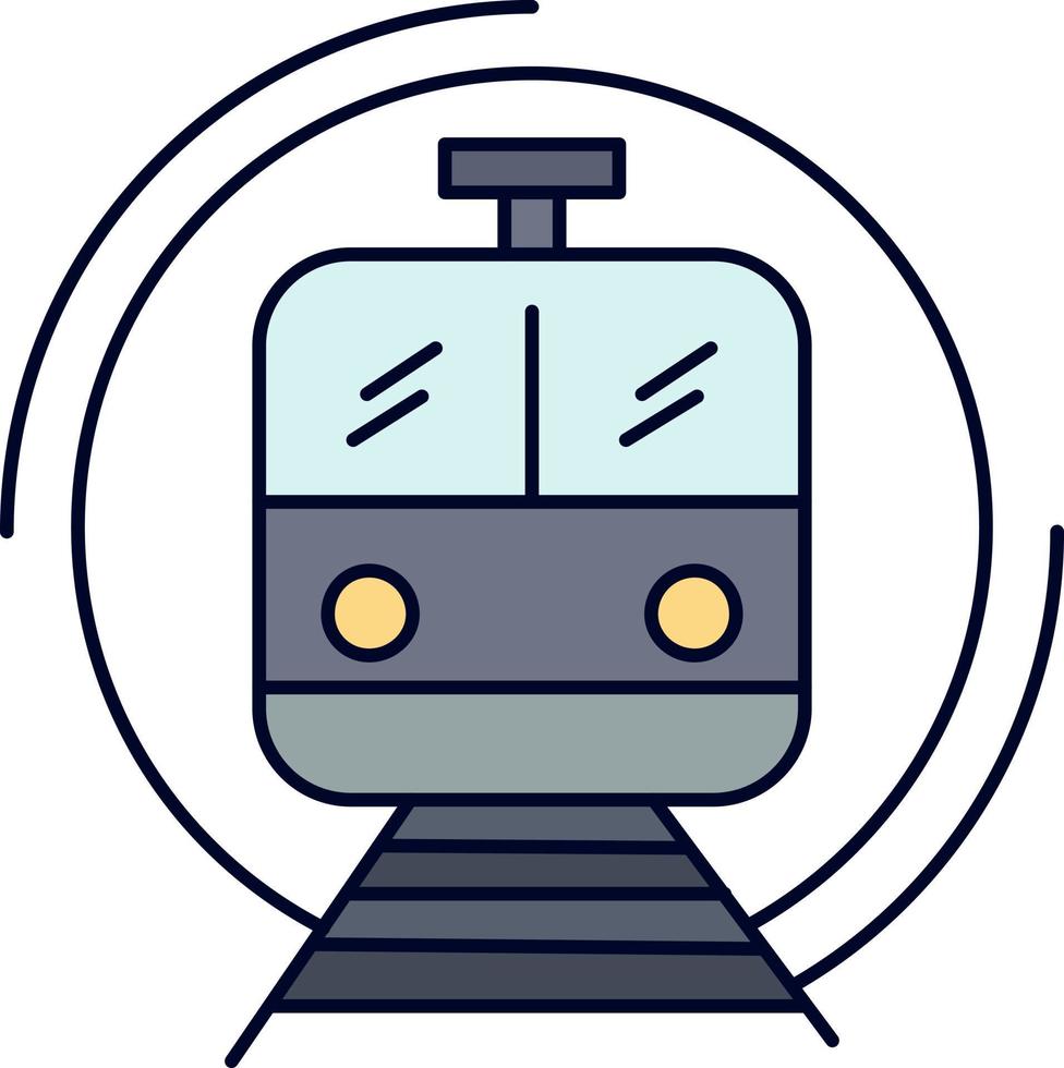 metro train smart public transport Flat Color Icon Vector