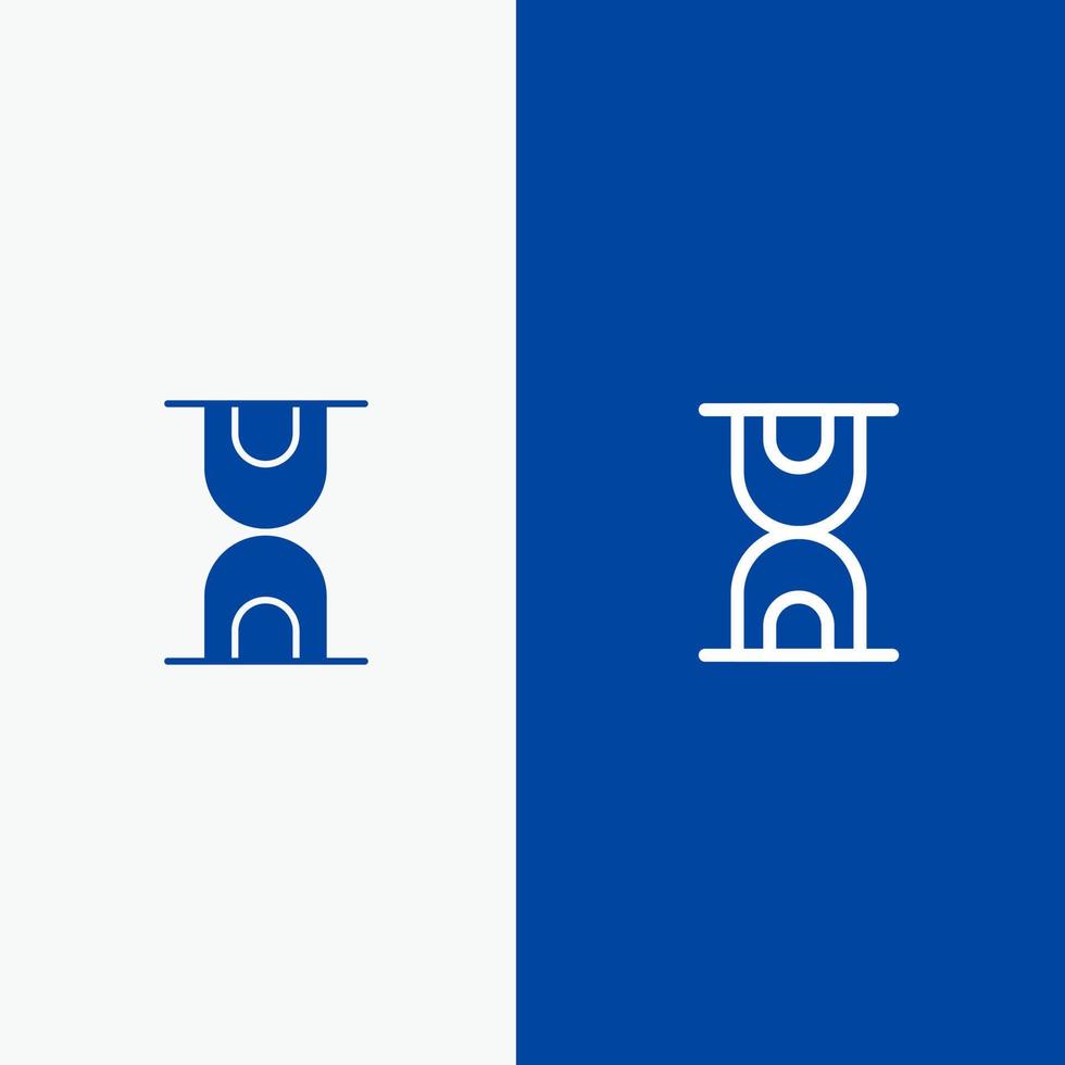Glass Hour Loading Line and Glyph Solid icon Blue banner Line and Glyph Solid icon Blue banner vector