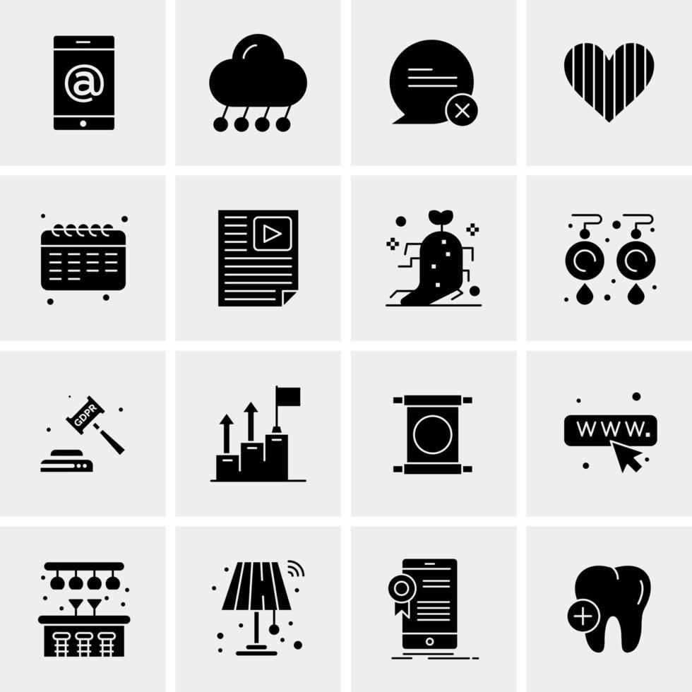 16 iconos de negocios universales vector ilustración de icono creativo para usar en proyectos relacionados con la web y dispositivos móviles