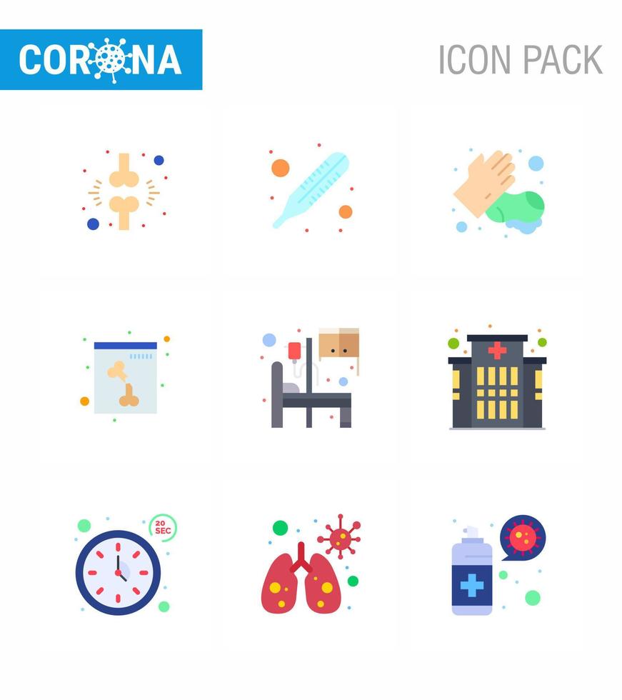 conjunto simple de covid19 protección azul 25 icono paquete icono incluido cama médica jabón rayos x hueso viral coronavirus 2019nov enfermedad vector elementos de diseño