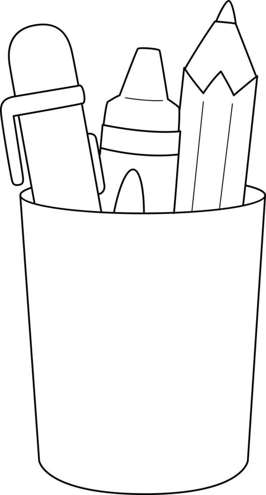 Cup of Pencil Isolated Coloring Page vector