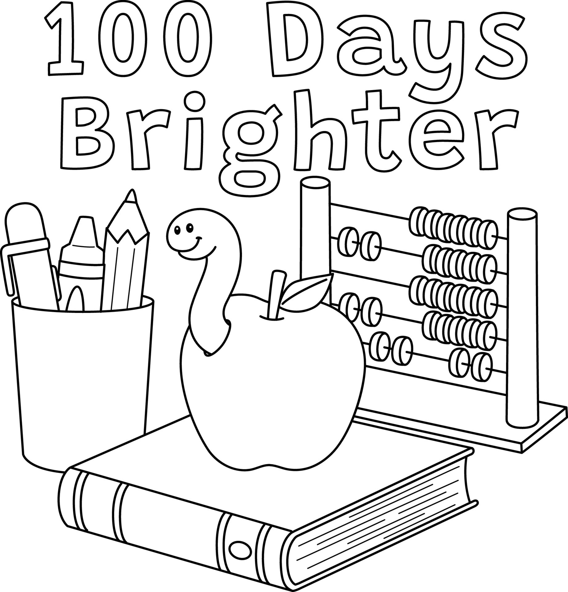 100th day of school brighter coloring page 14329713 vector art at vecteezy
