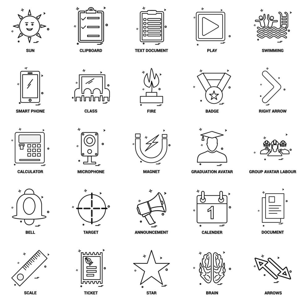 25 Business Concept Mix Line Icon set vector