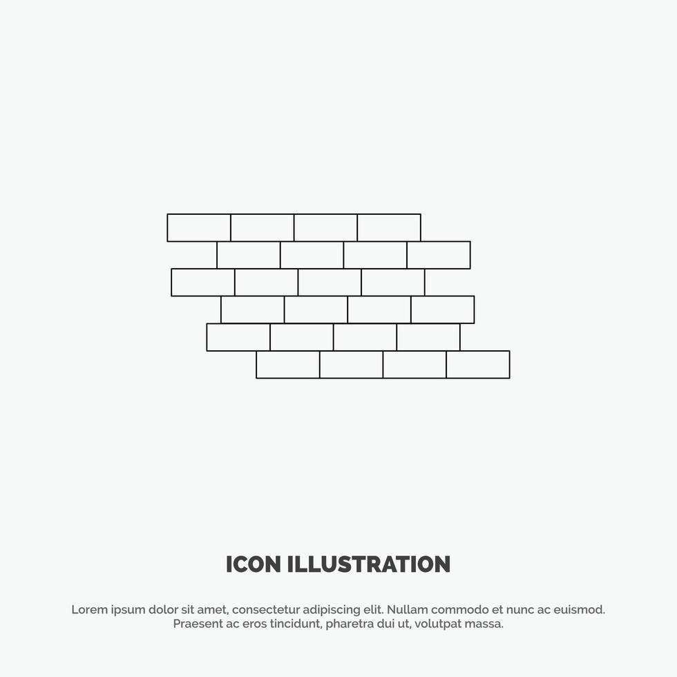 firewall seguridad pared ladrillo ladrillos línea icono vector