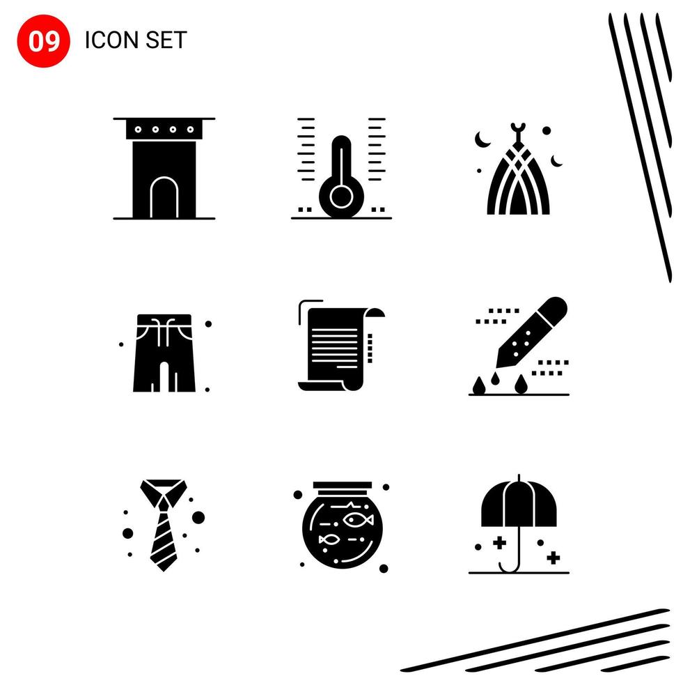 Collection of 9 Vector Icons in solid style Pixle Perfect Glyph Symbols for Web and Mobile Solid Icon Signs on White Background 9 Icons Creative Black Icon vector background