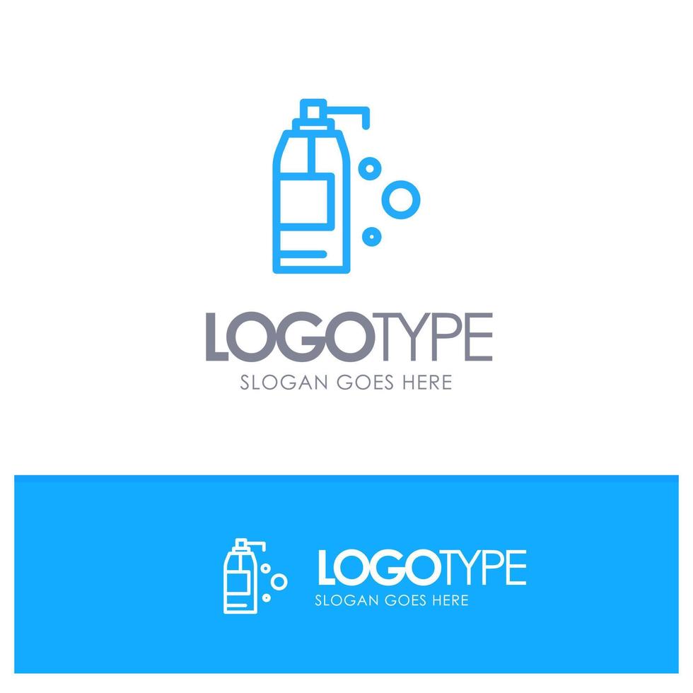 logotipo de contorno azul del producto detergente de limpieza con lugar para el eslogan vector