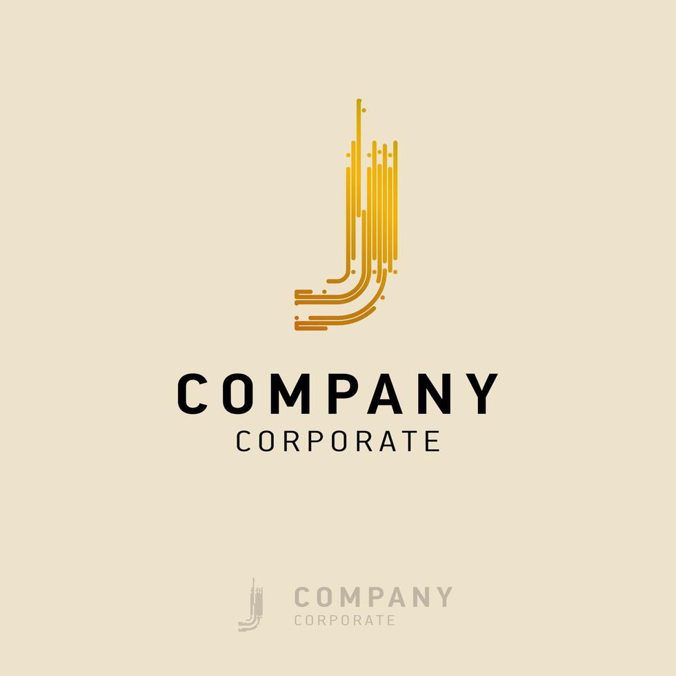 J company logo design with visiting card vector