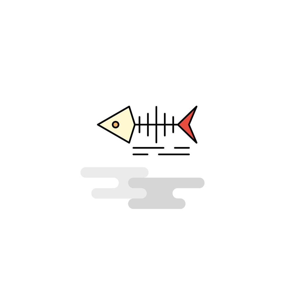 vector de icono de cráneo de pescado plano