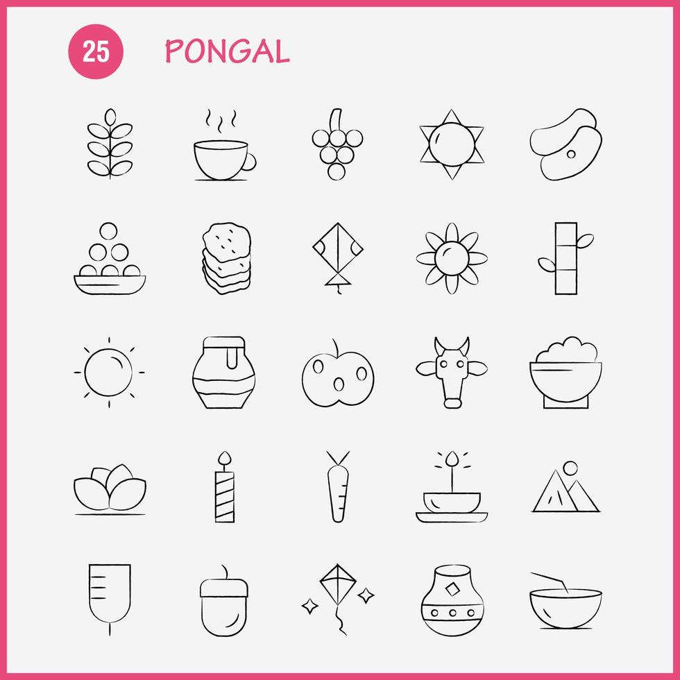 pongal paquete de iconos dibujados a mano para diseñadores y desarrolladores iconos de flor herbal lily lotus spa bambú belleza spa vector