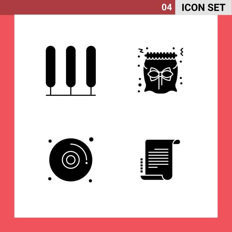 4 Thematic Vector Solid Glyphs and Editable Symbols of cypress dvd bag gift novel Editable Vector Design Elements