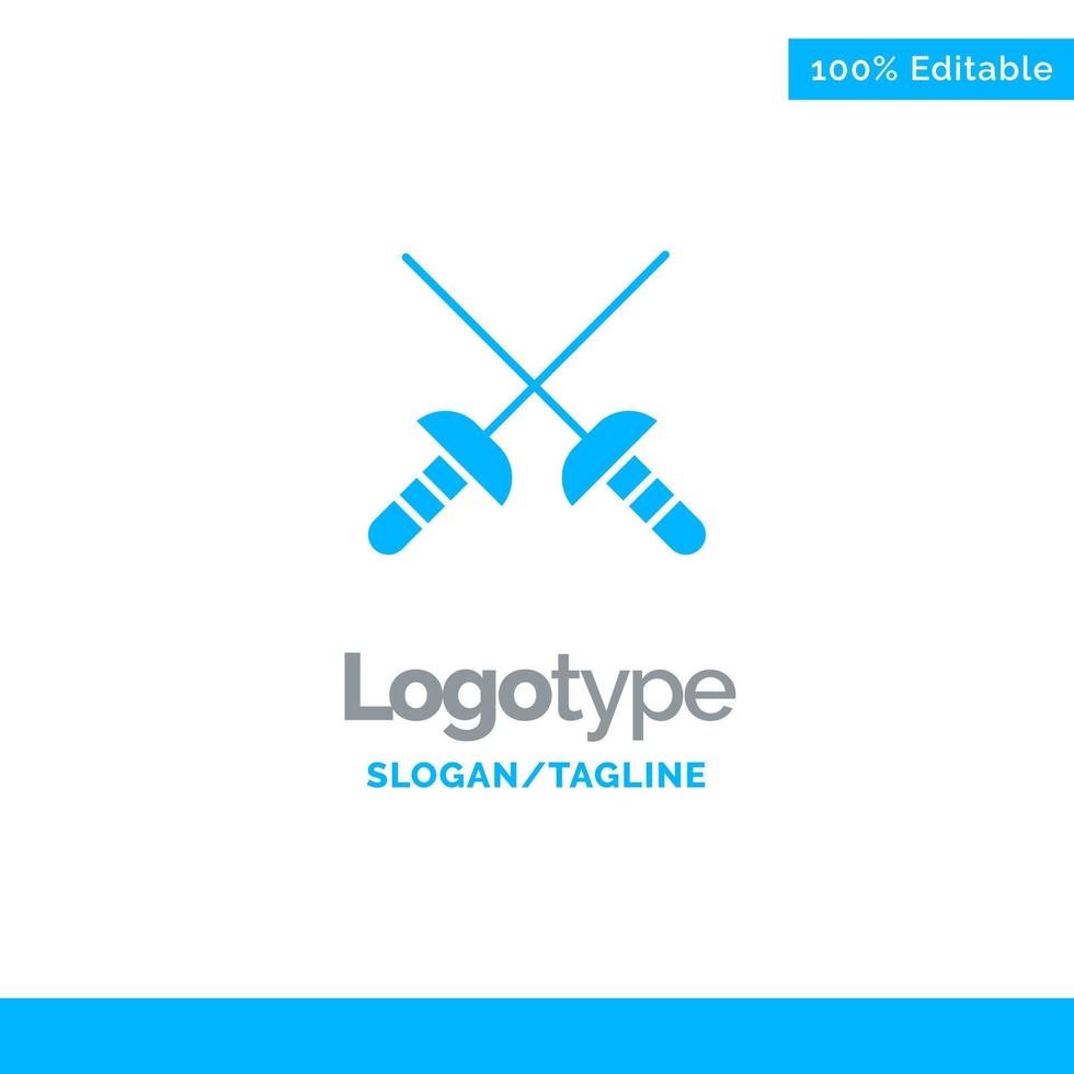 esgrima sable deporte azul sólido logotipo plantilla lugar para eslogan vector