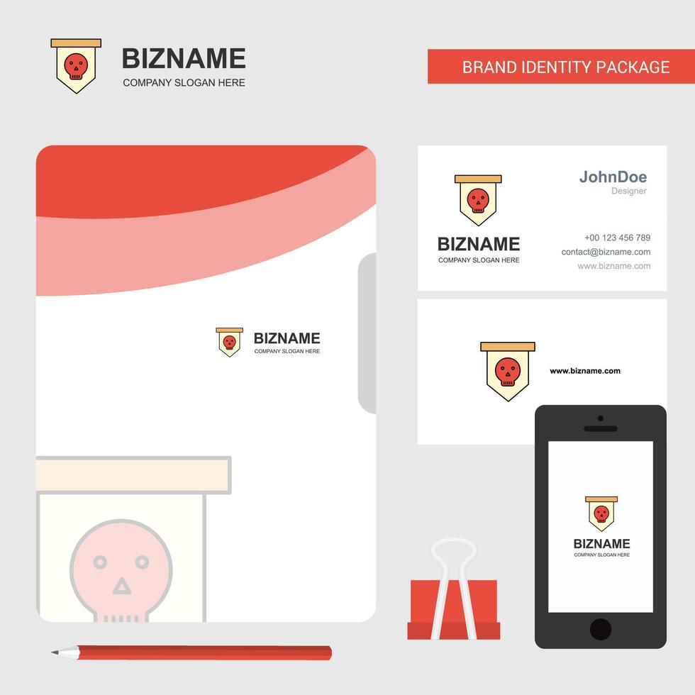 Skull flag Business Logo File Cover Visiting Card and Mobile App Design Vector Illustration