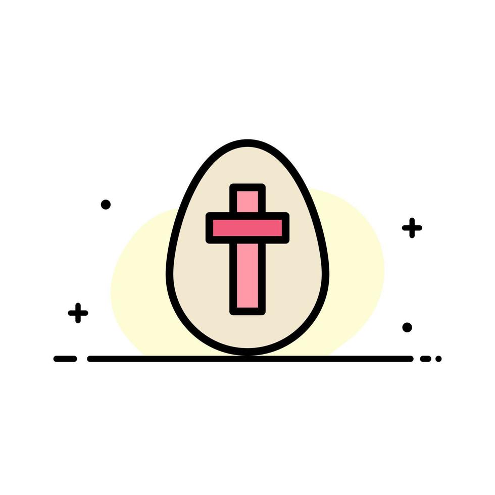 Egg Easter Holiday Sign  Business Flat Line Filled Icon Vector Banner Template