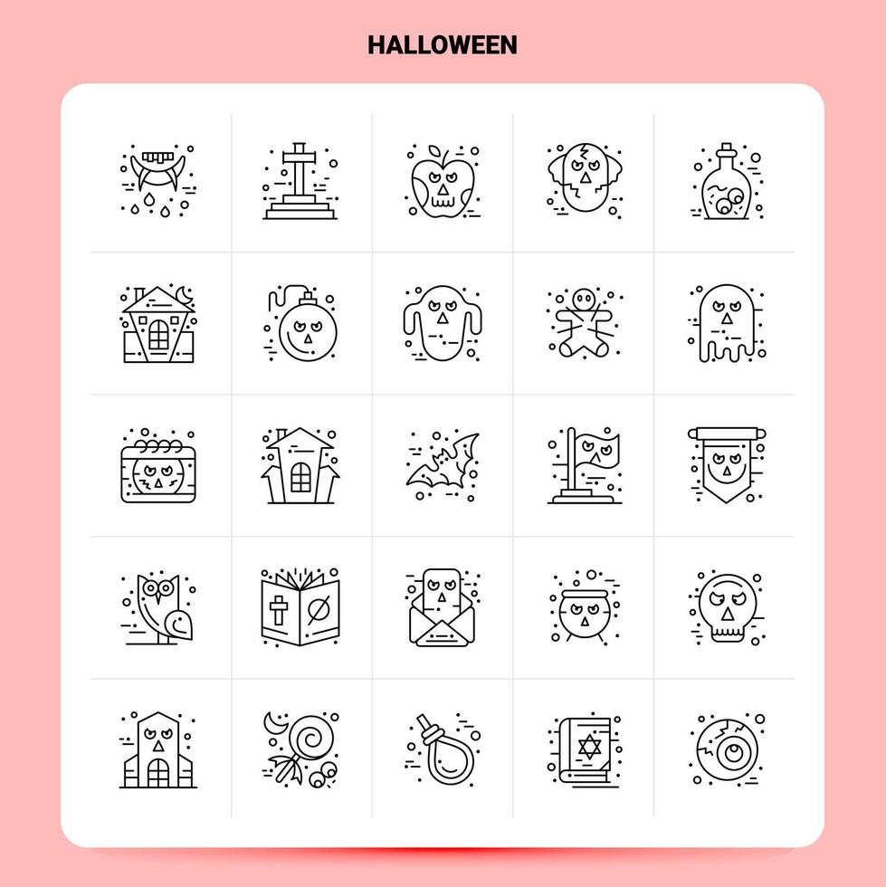OutLine 25 Halloween Icon set Vector Line Style Design Black Icons Set Linear pictogram pack Web and Mobile Business ideas design Vector Illustration
