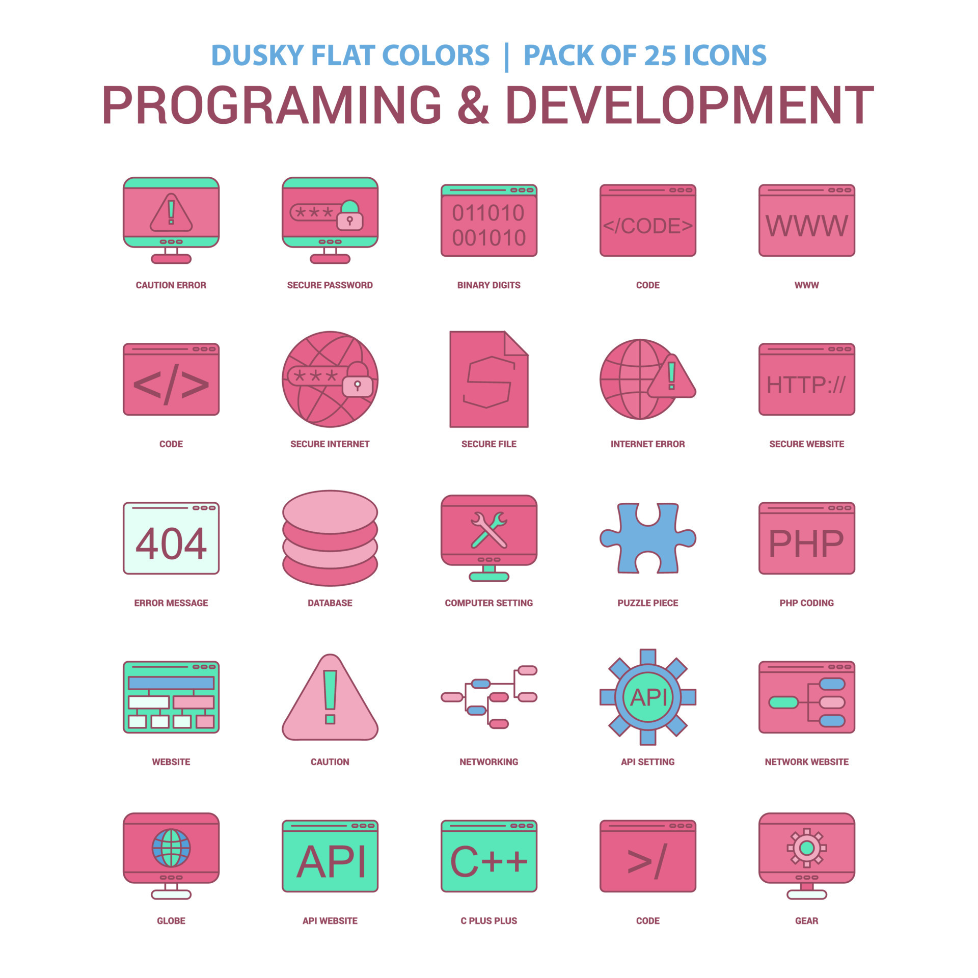 Programming and Developement icon Dusky Flat color Vintage 25 Icon Pack ...