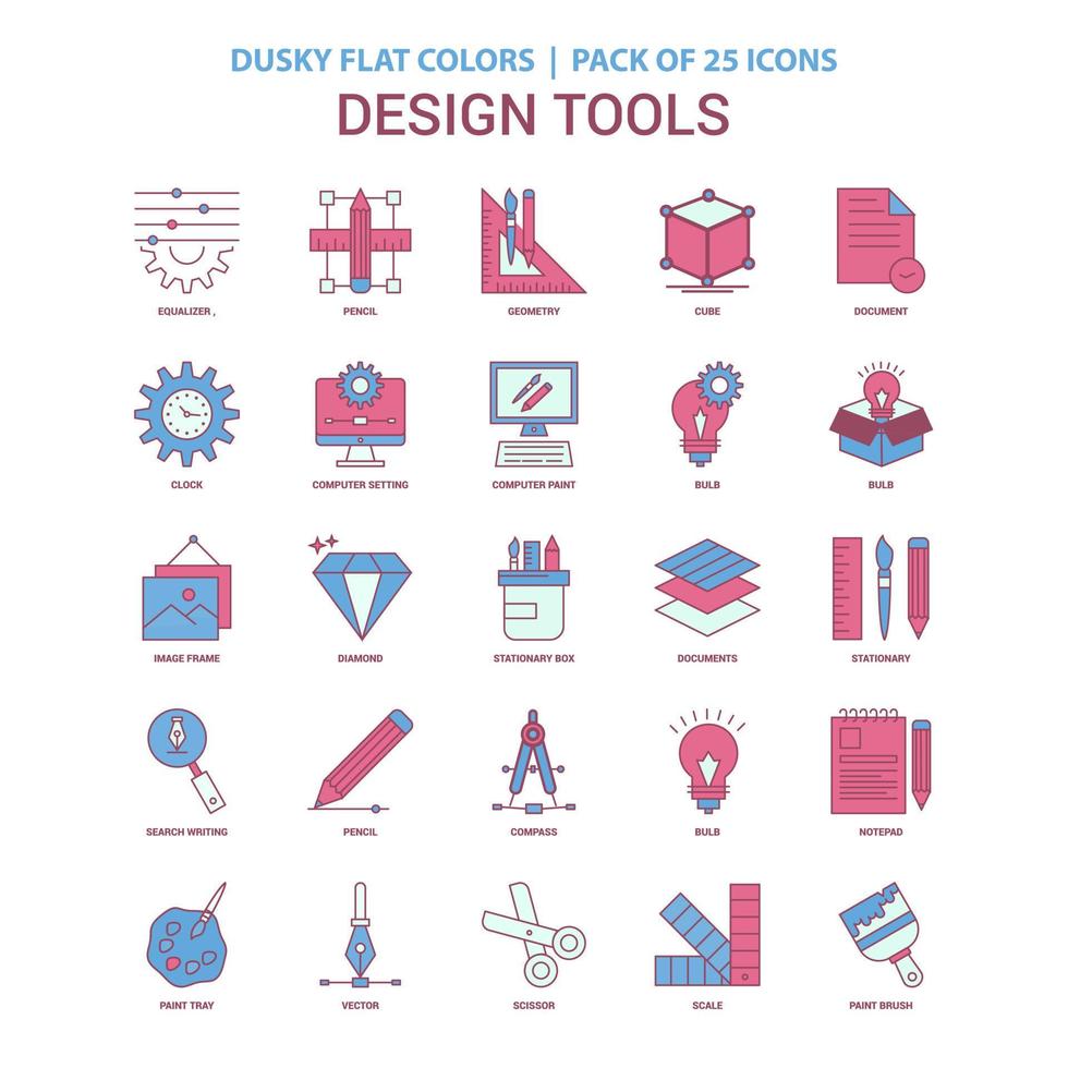 Design Tools icon Dusky Flat color Vintage 25 Icon Pack vector