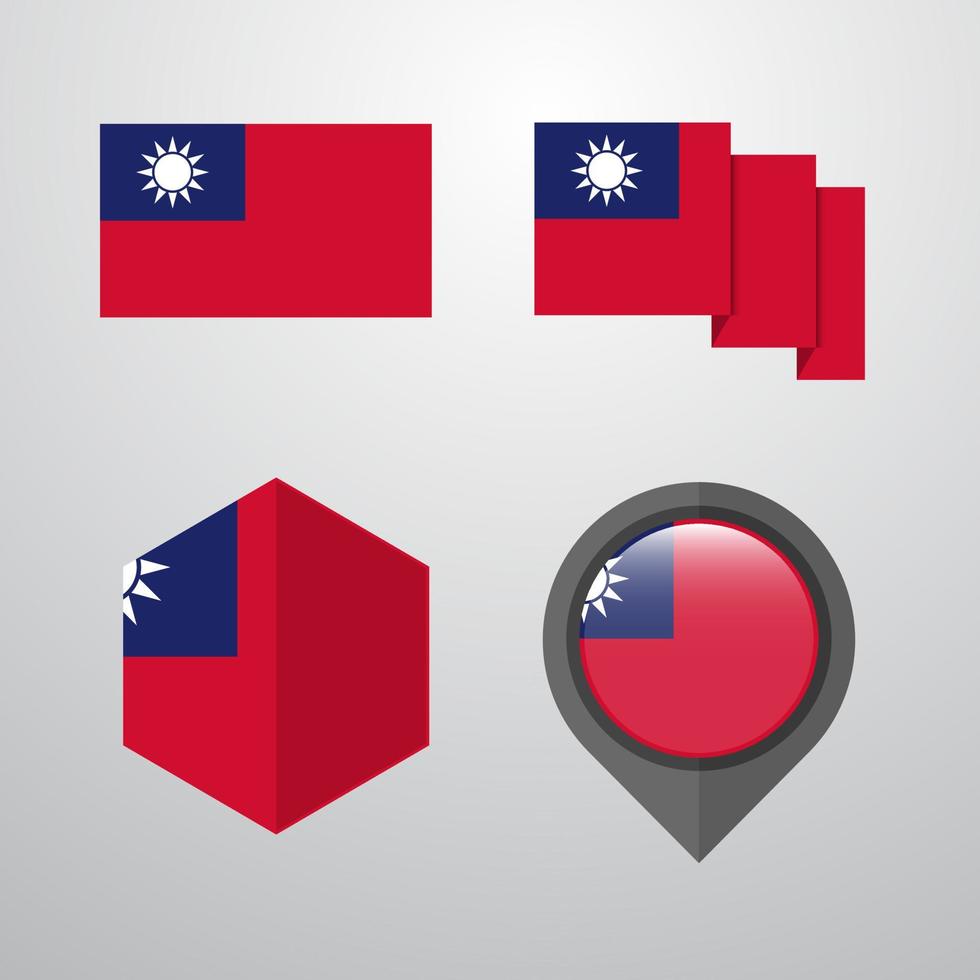 Taiwan flag design set vector