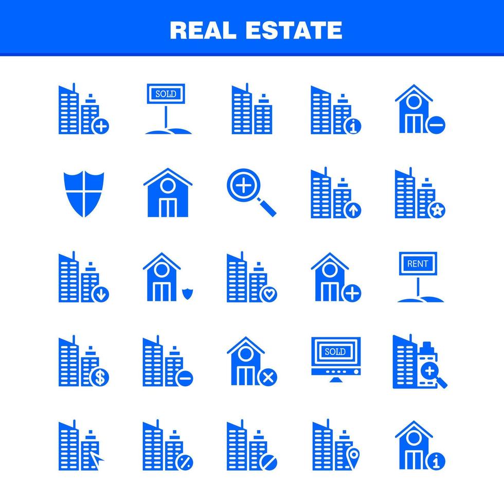 Real Estate Solid Glyph Icon Pack For Designers And Developers Icons Of Real Estate Help Home House Info Real Estate Vector