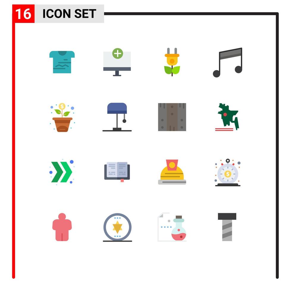 Set of 16 Modern UI Icons Symbols Signs for growth song hardware music album Editable Pack of Creative Vector Design Elements