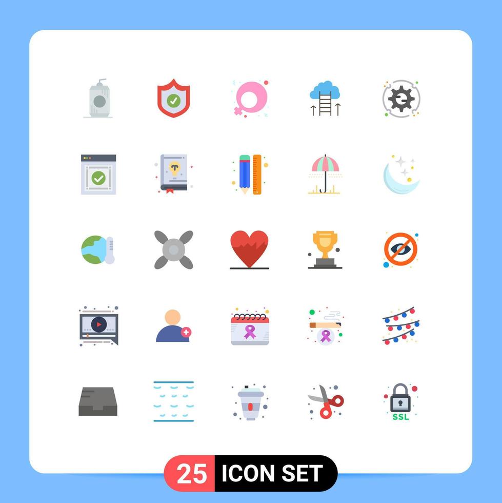 Mobile Interface Flat Color Set of 25 Pictograms of setup preferences gender focus dream Editable Vector Design Elements