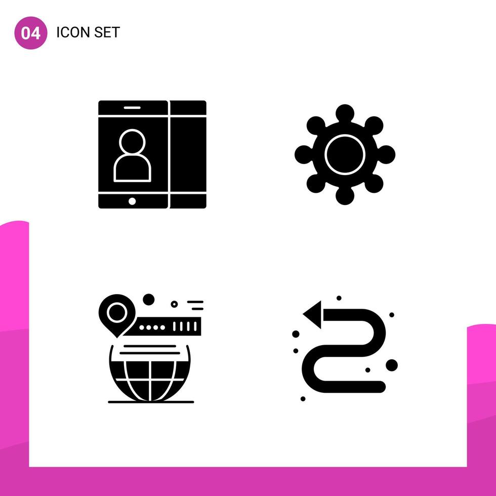 conjunto de iconos de glifo paquete de 4 iconos sólidos aislados en fondo blanco para el diseño de sitios web receptivos, impresión y aplicaciones móviles, fondo de vector de icono negro creativo