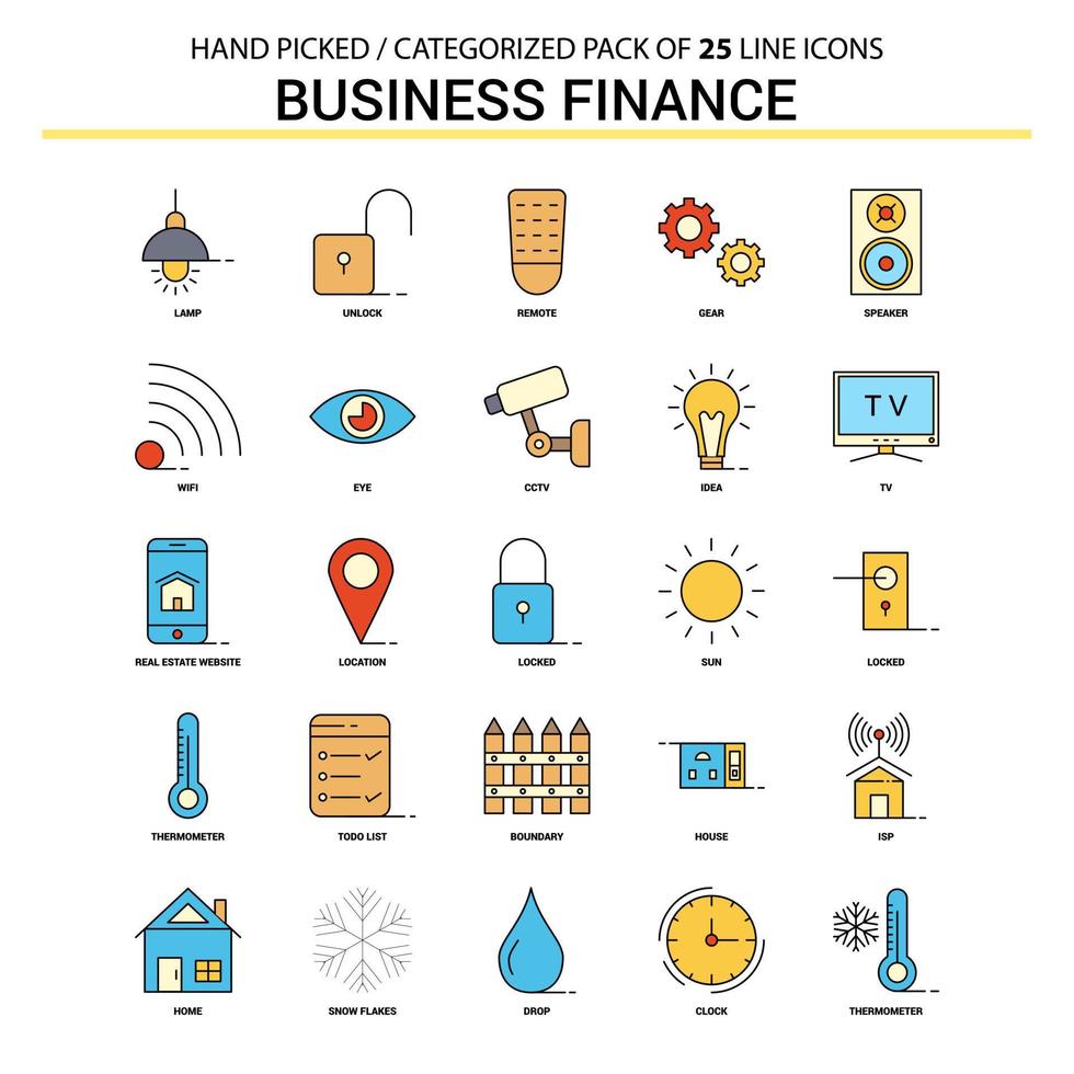 conjunto de iconos de línea plana de finanzas empresariales diseño de iconos de concepto de negocio vector