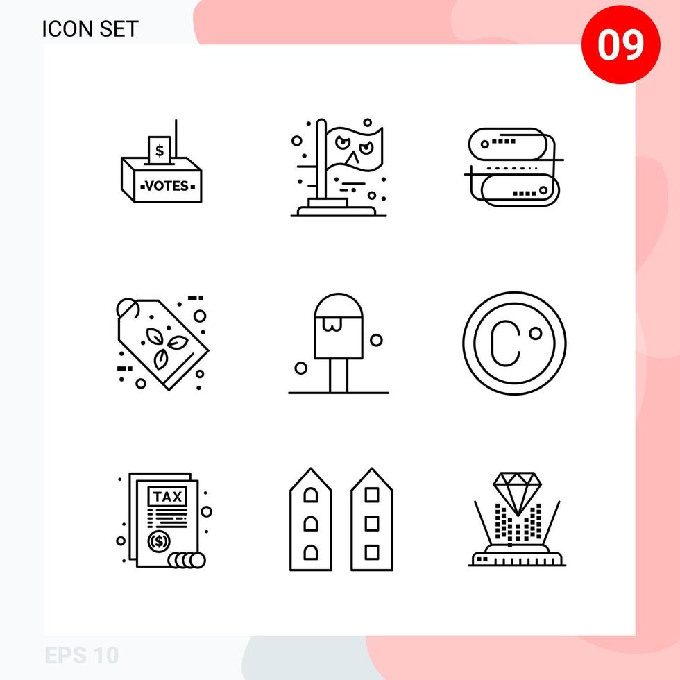 Vector Pack of 9 Icons in Line Style Creative Outline Pack isolated on White Background for Web and Mobile Creative Black Icon vector background