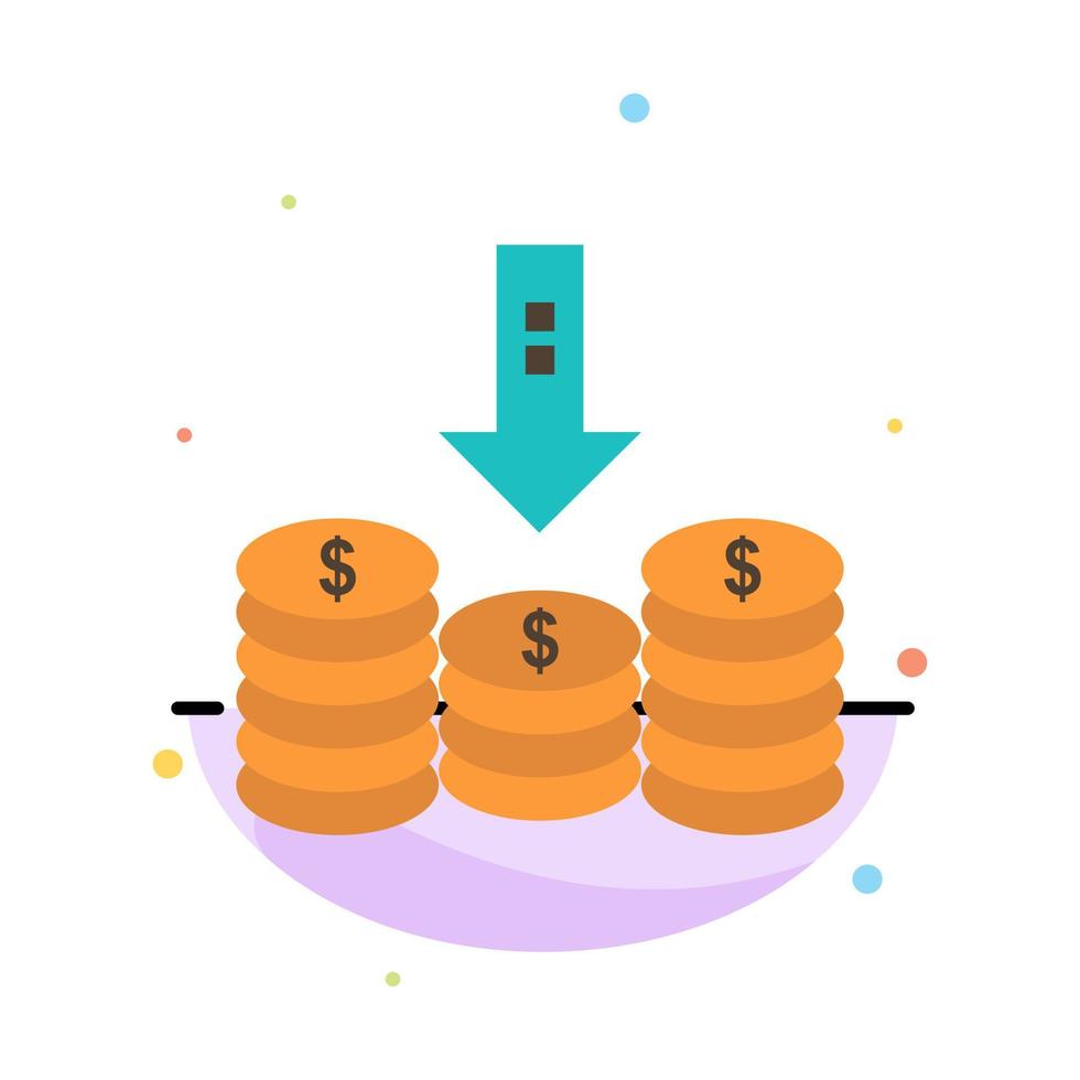 monedas efectivo dinero flecha abajo plantilla de icono de color plano abstracto vector