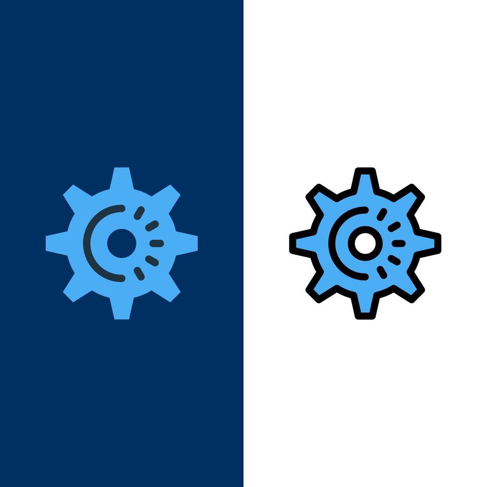 cog gear setting idea iconos planos y llenos de línea conjunto de iconos vector fondo azul