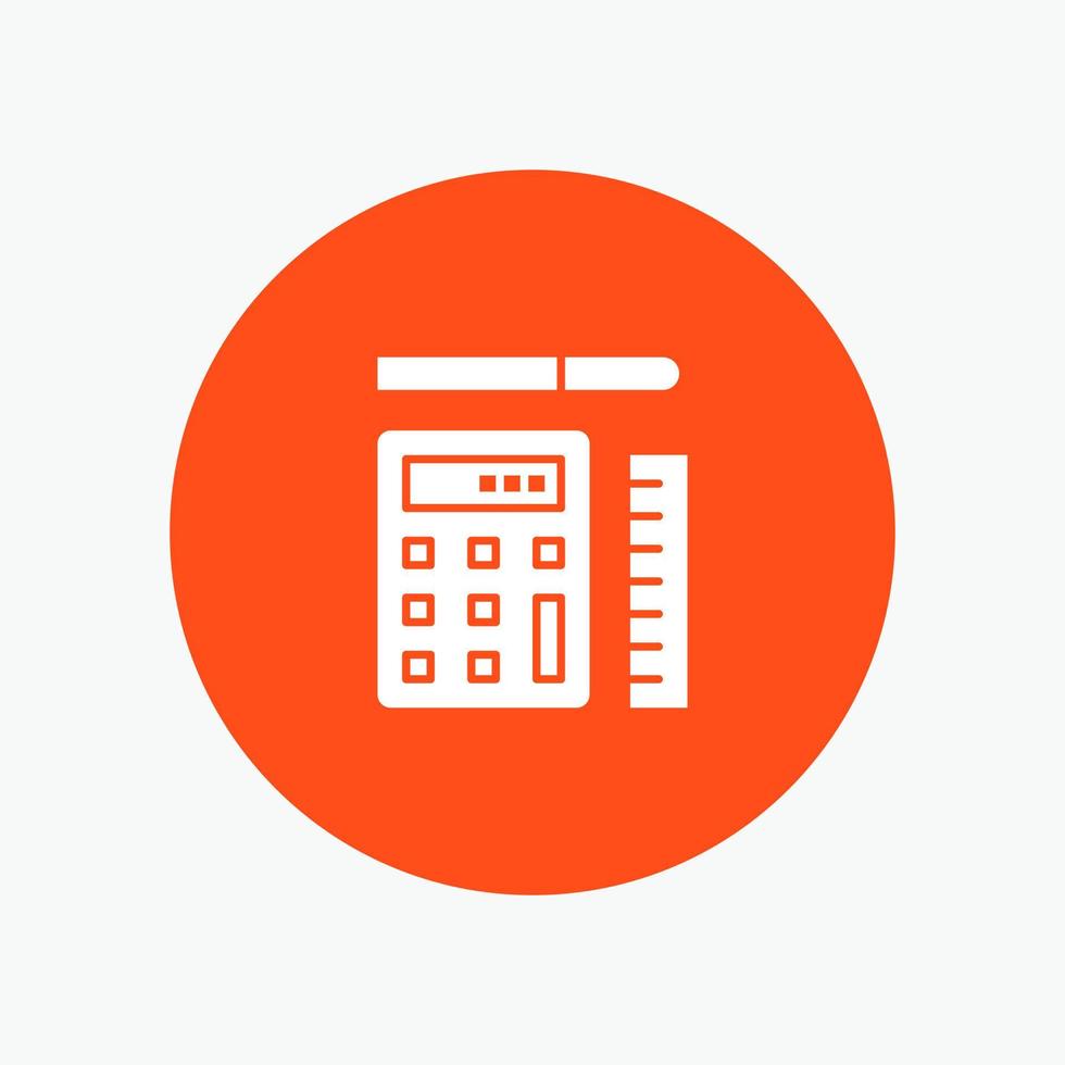 Pen Calculator Scale Education white glyph icon vector