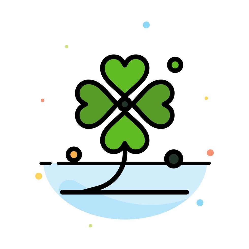 Clover Four Ireland Irish Lucky Abstract Flat Color Icon Template vector