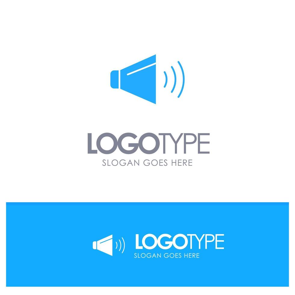 Sound Speaker Volume On Blue Solid Logo with place for tagline vector