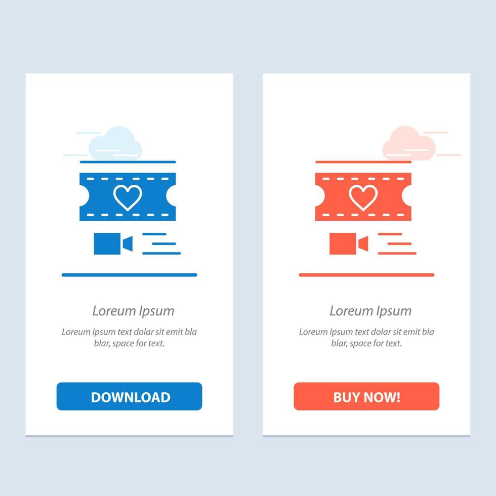 Film Heart Love Wedding  Blue and Red Download and Buy Now web Widget Card Template vector