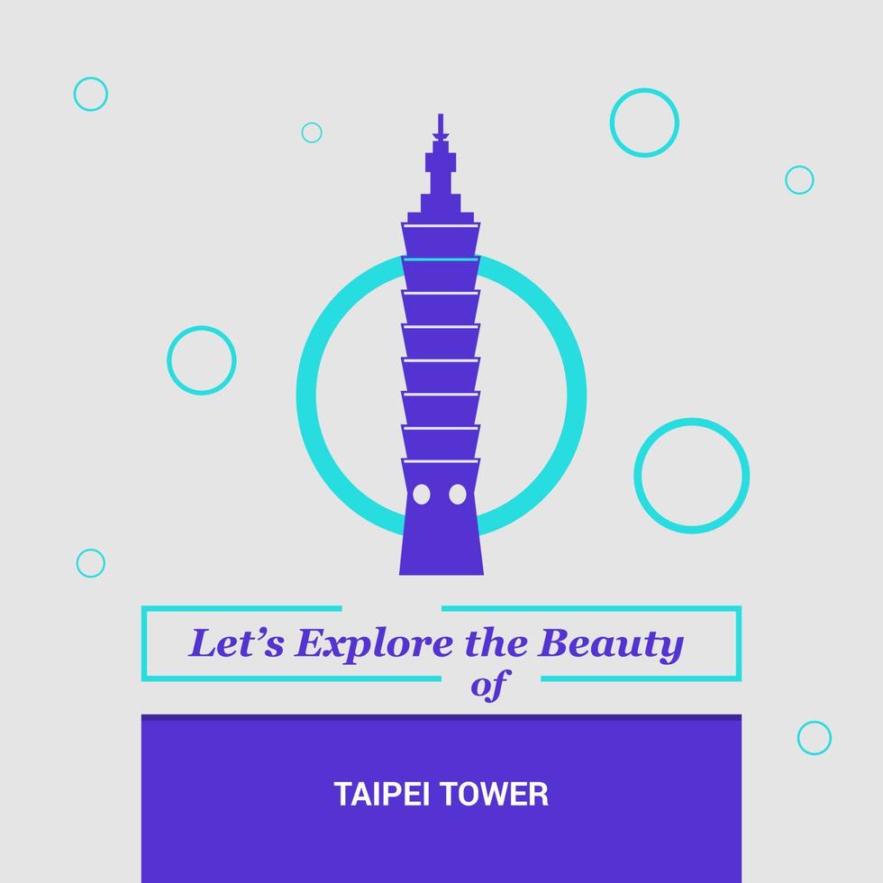 exploremos la belleza de la torre de taipei monumentos nacionales de taiwán vector