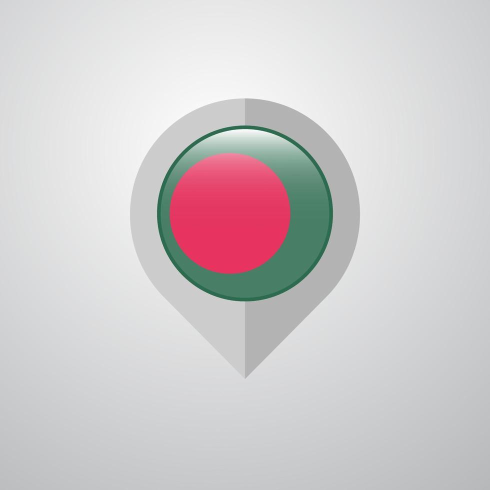 puntero de navegación de mapa con vector de diseño de bandera de bangladesh