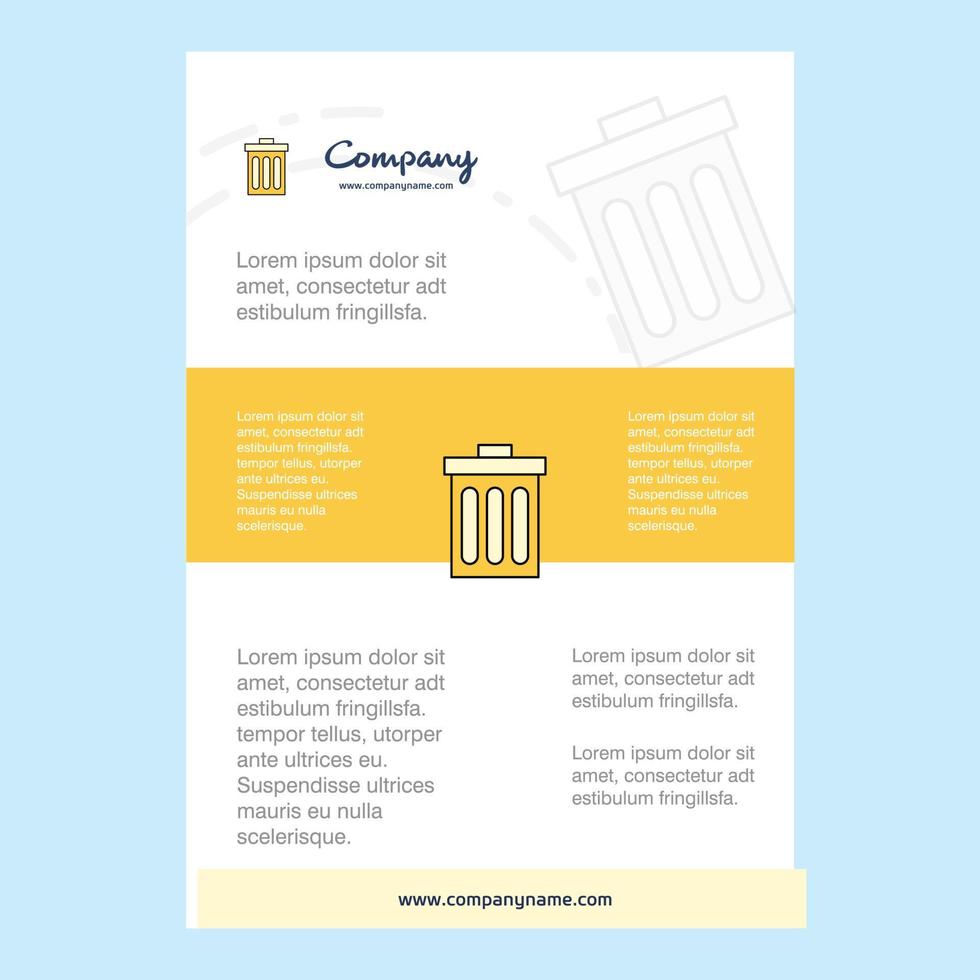 Template layout for Trash comany profile annual report presentations leaflet Brochure Vector Background