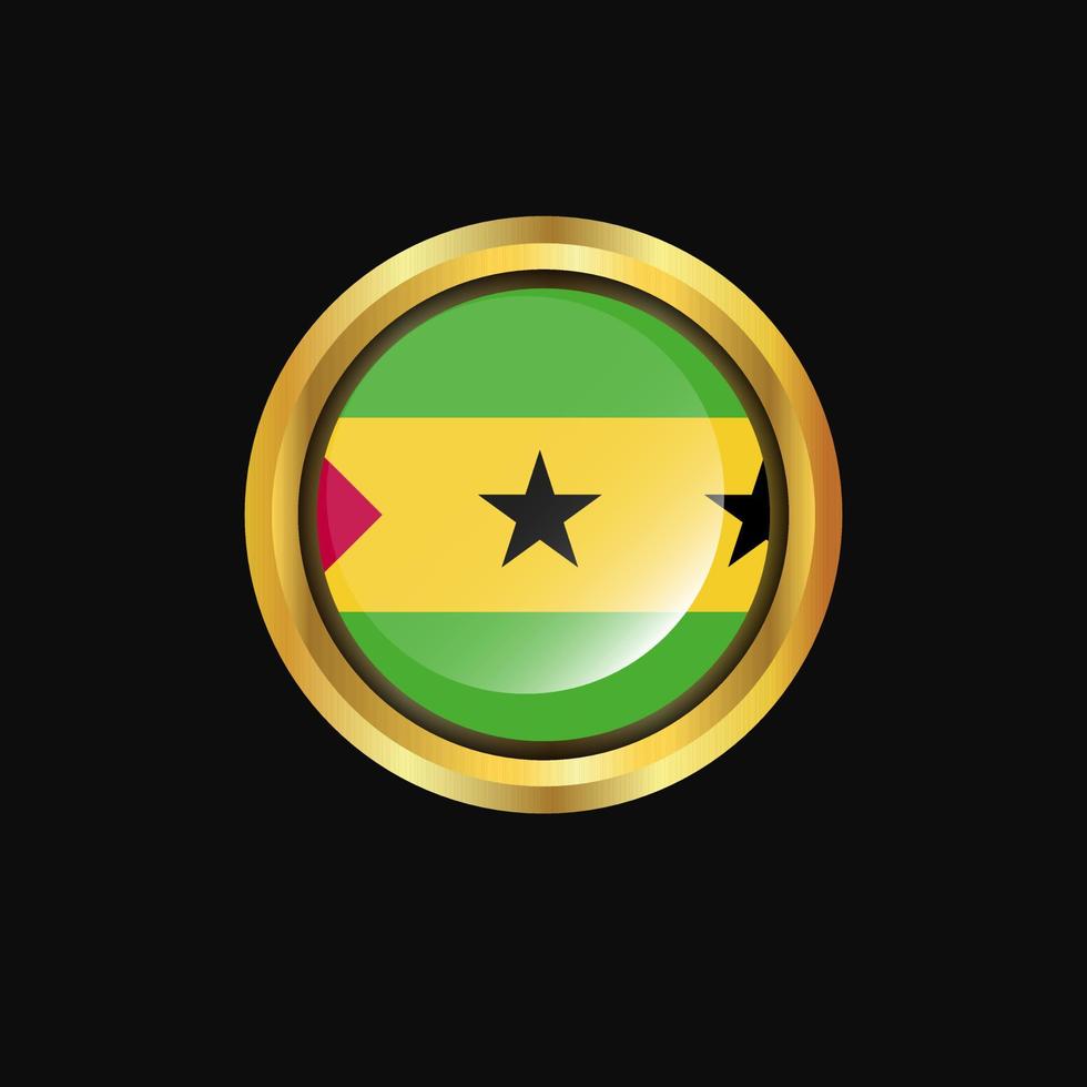 Sao Tome and Principe flag Golden button vector