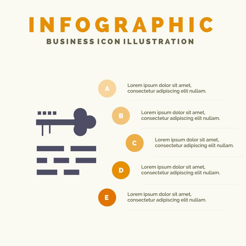 diseño de bloqueo de teclas inicio de sesión icono sólido infografía 5 pasos fondo de presentación vector