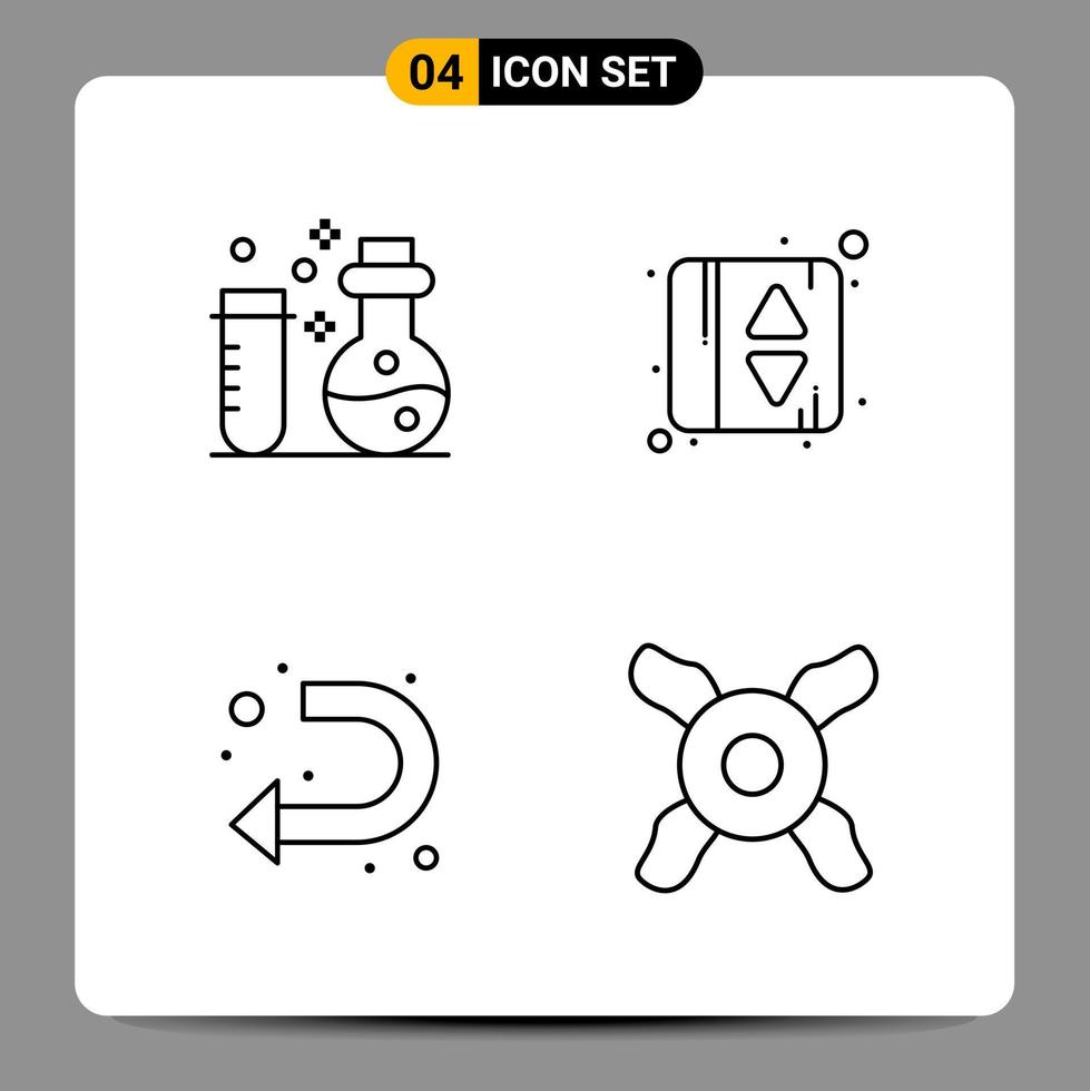 4 Black Icon Pack Outline Symbols Signs for Responsive designs on white background 4 Icons Set Creative Black Icon vector background