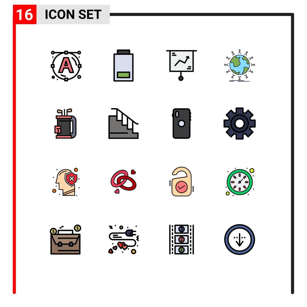 16 iconos creativos signos y símbolos modernos de red de gráficos de globo de bolsa elementos de diseño de vectores creativos editables globales