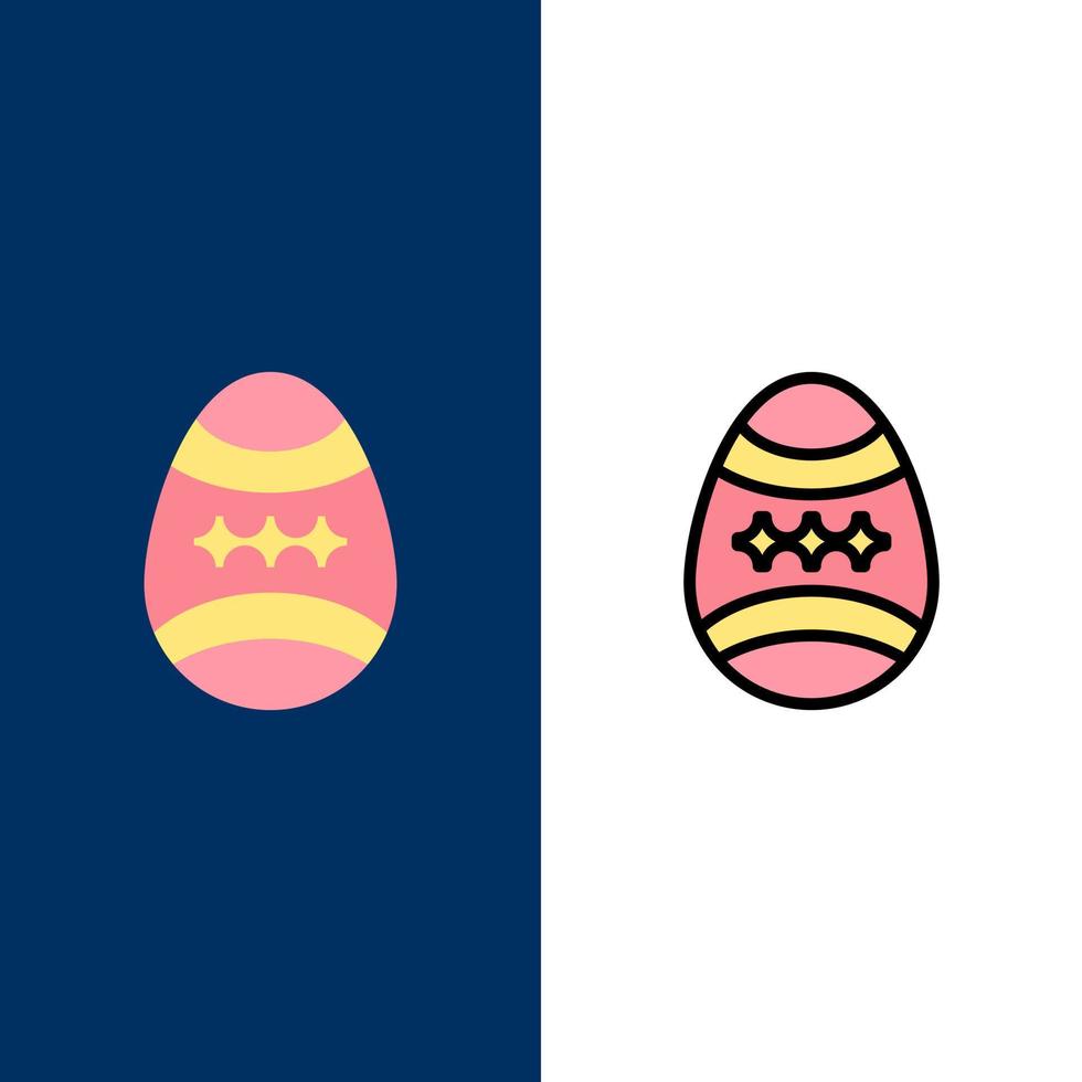 decoración de aves huevos de pascua iconos planos y llenos de línea conjunto de iconos vector fondo azul