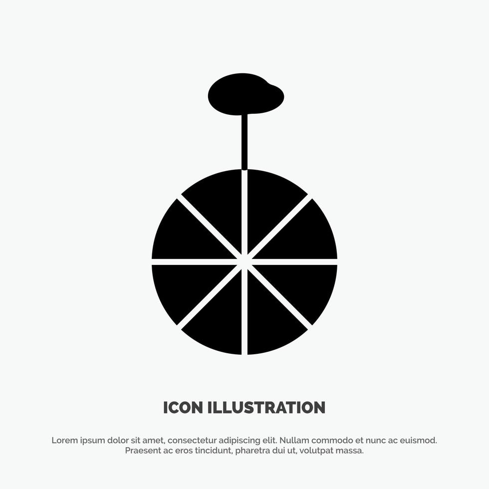 Wheel Cycle Circus Solid Black Glyph Icon vector