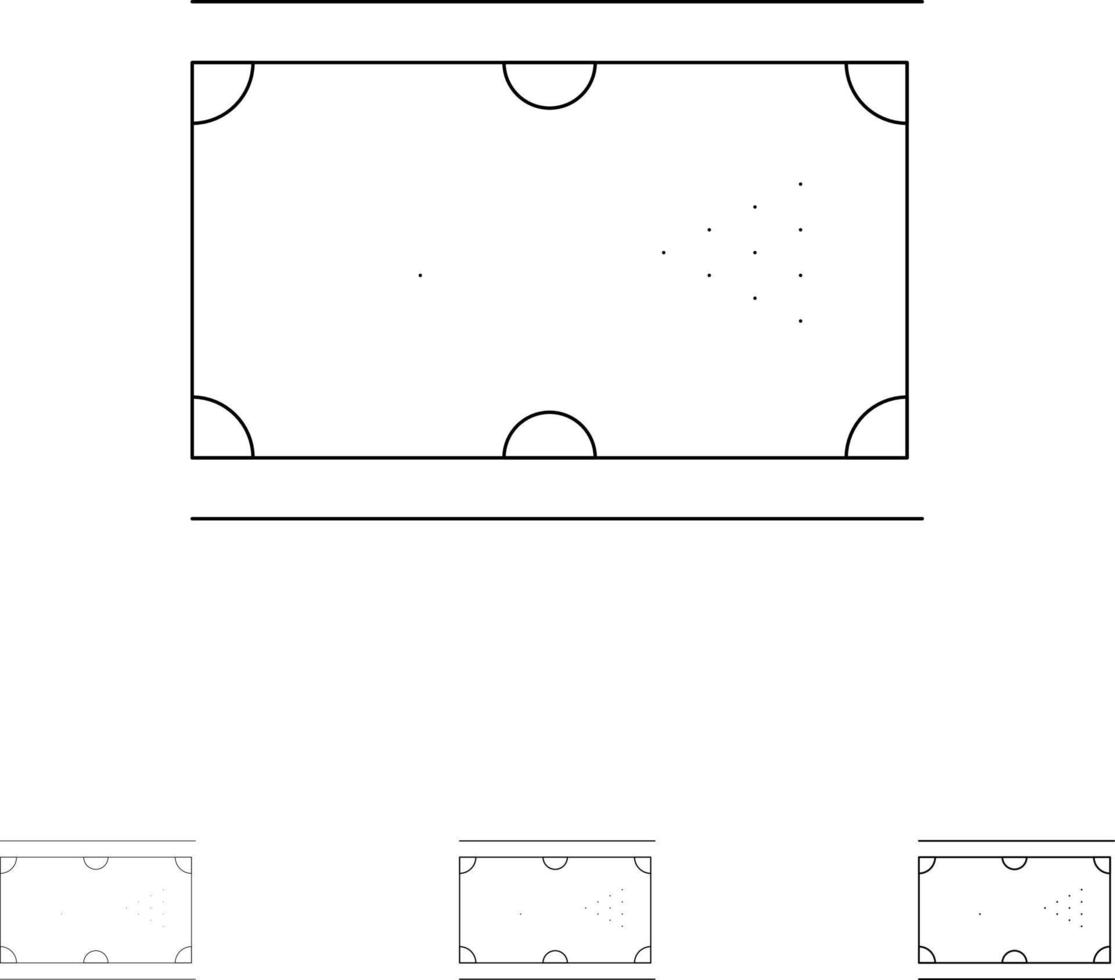 Billiards Cue Game Pocket Pool Bold and thin black line icon set vector